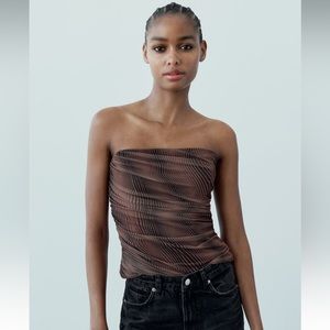 ZARA … strapless printed tulle top